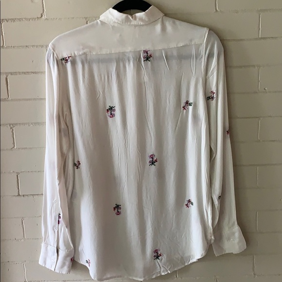 H&M White button up embroidered top shirt - Picture 2 of 4